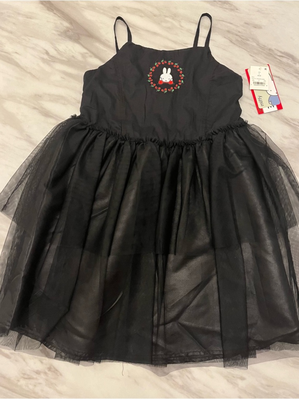 miffy Black Tulle Dress with Embroidered Bunny